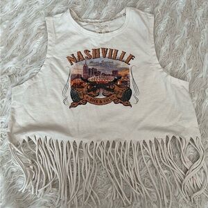 Revolution Nashville Fringe Tank Top - White